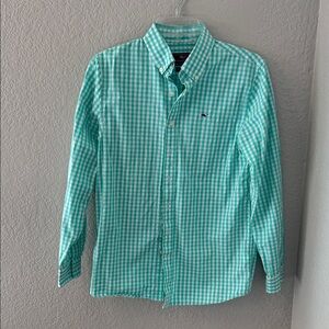 Vineyard Vines Aqua Gingham Button Down Shirt